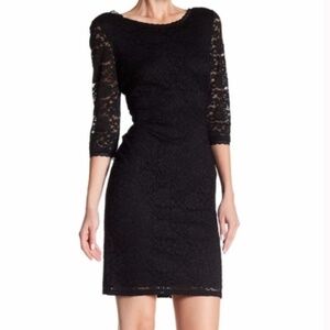 🖤 Eliza J Black Lace Long Sleeve Fitted Dress • Size 8